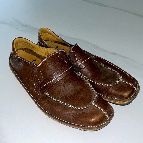 Genuine Leather Loafer Moccasin Driving Shoe Slip On low casual dress brown - Picture 1 of 8